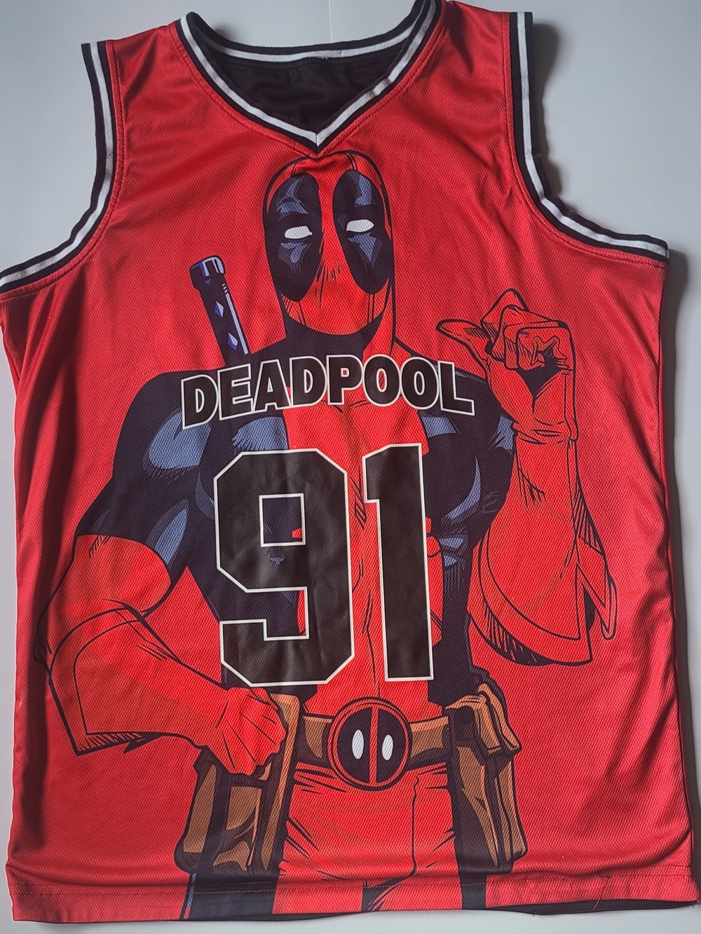Deadpool Men's Red Graphic One-Piece Jersey Reversable.